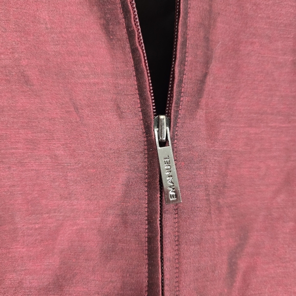 NWT Emanuel Ungaro Zip Up Linen Silk Blazer Size 8/42 Burgundy Lightweight - Picture 3 of 8
